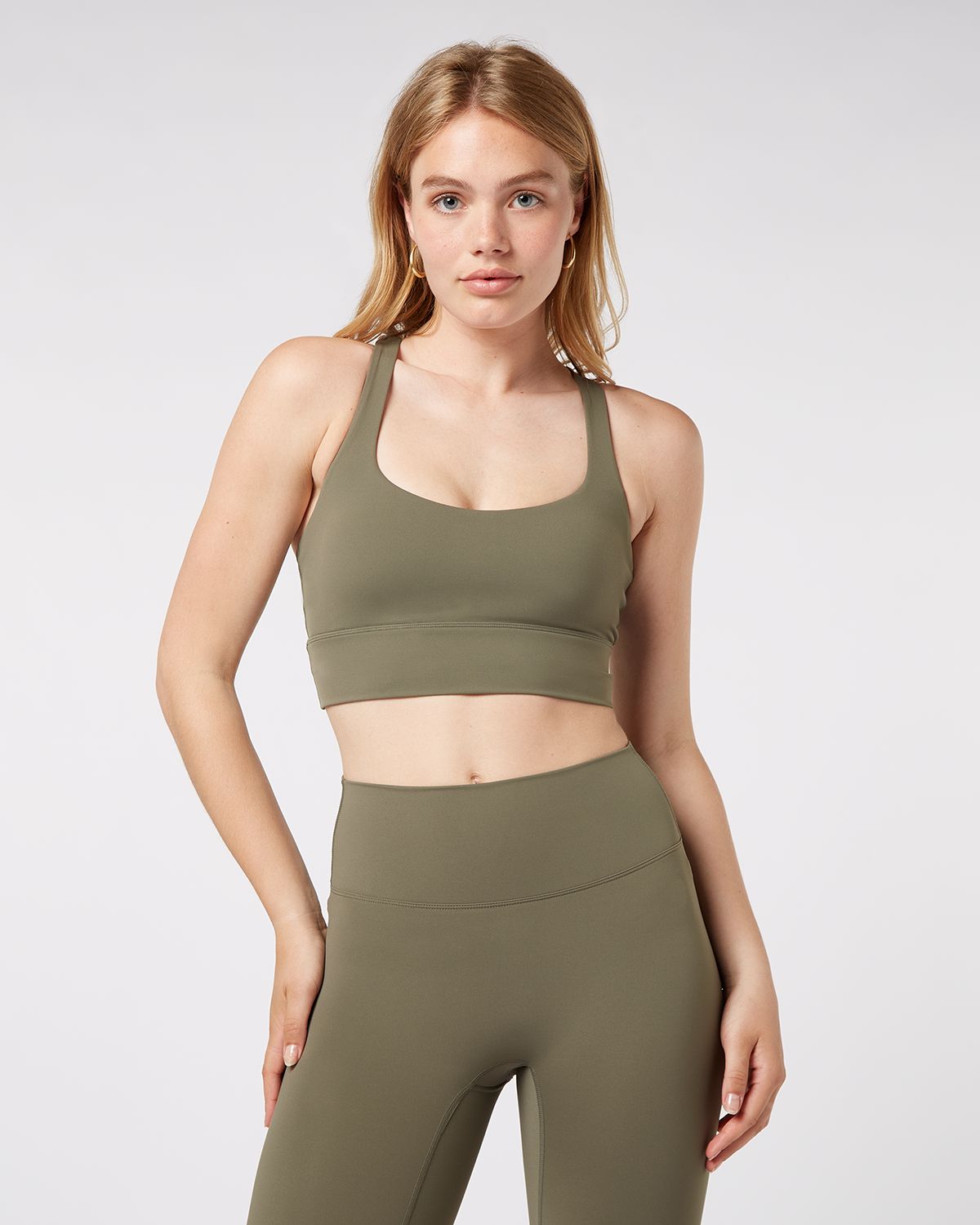 Cross Back Bra - Olive Green