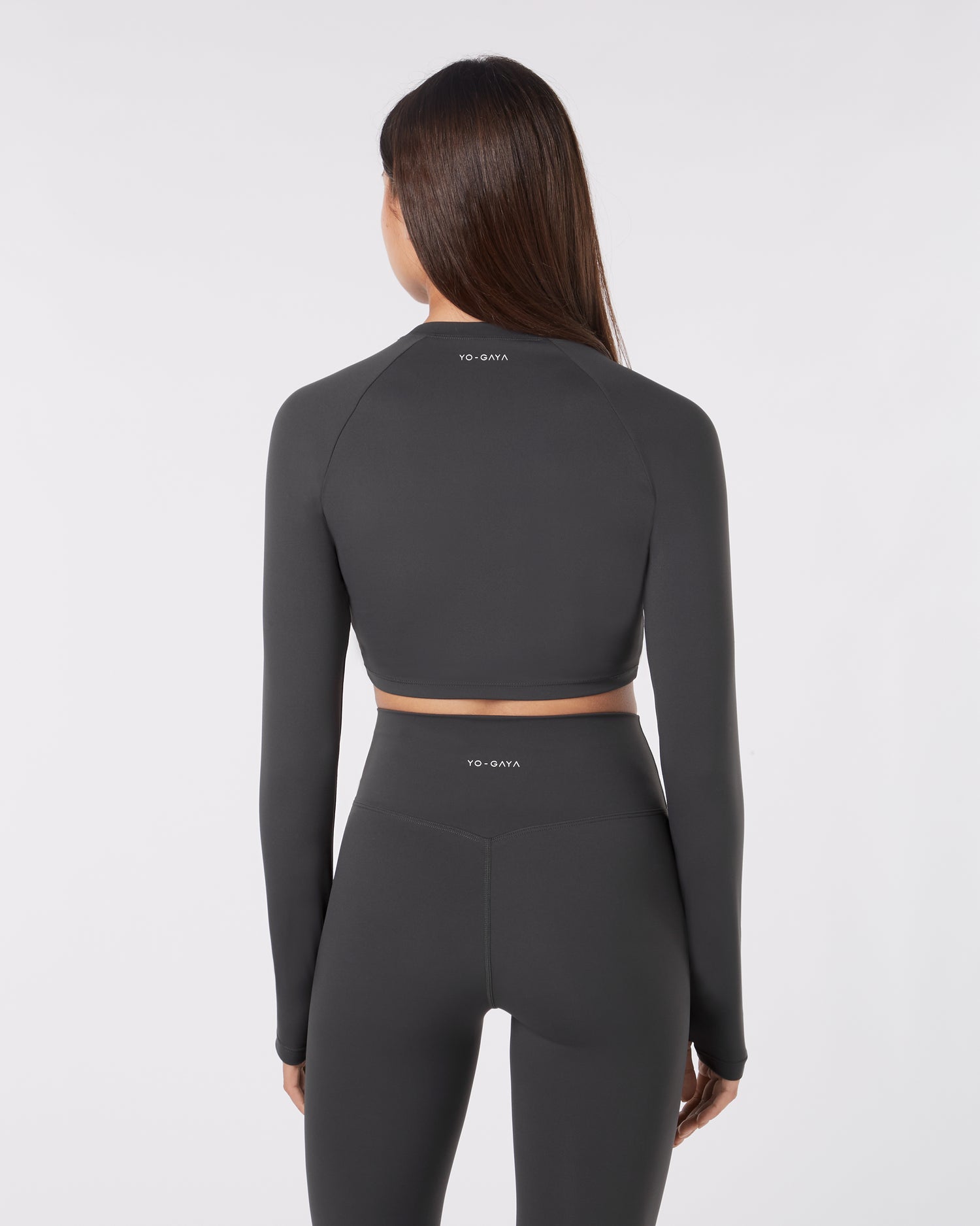 Long Sleeve Crop Top - Anthracite