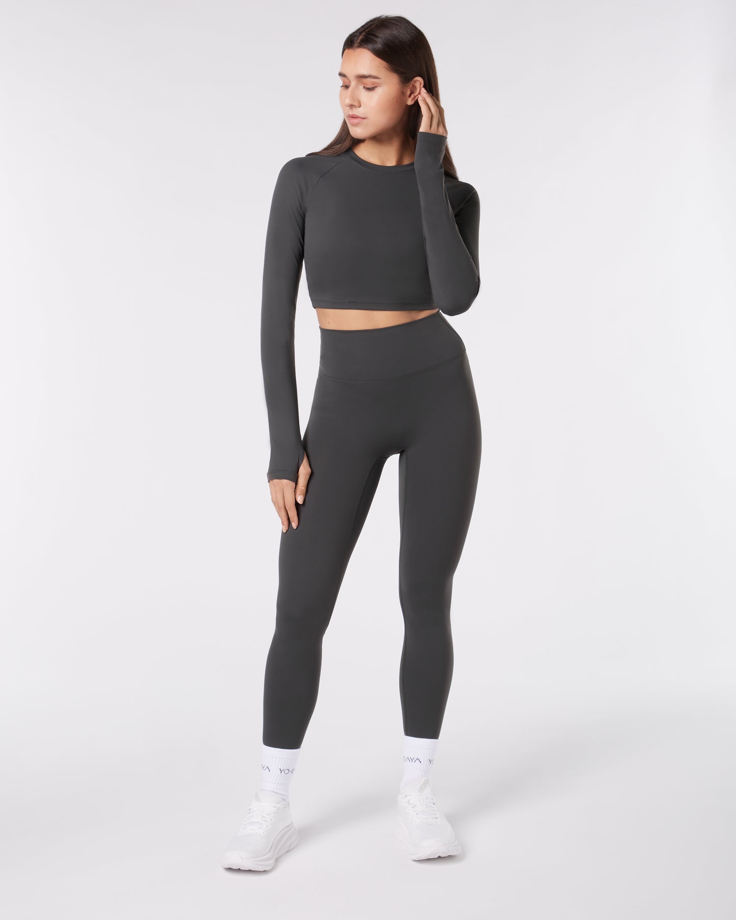 Long Sleeve Crop Top - Anthracite