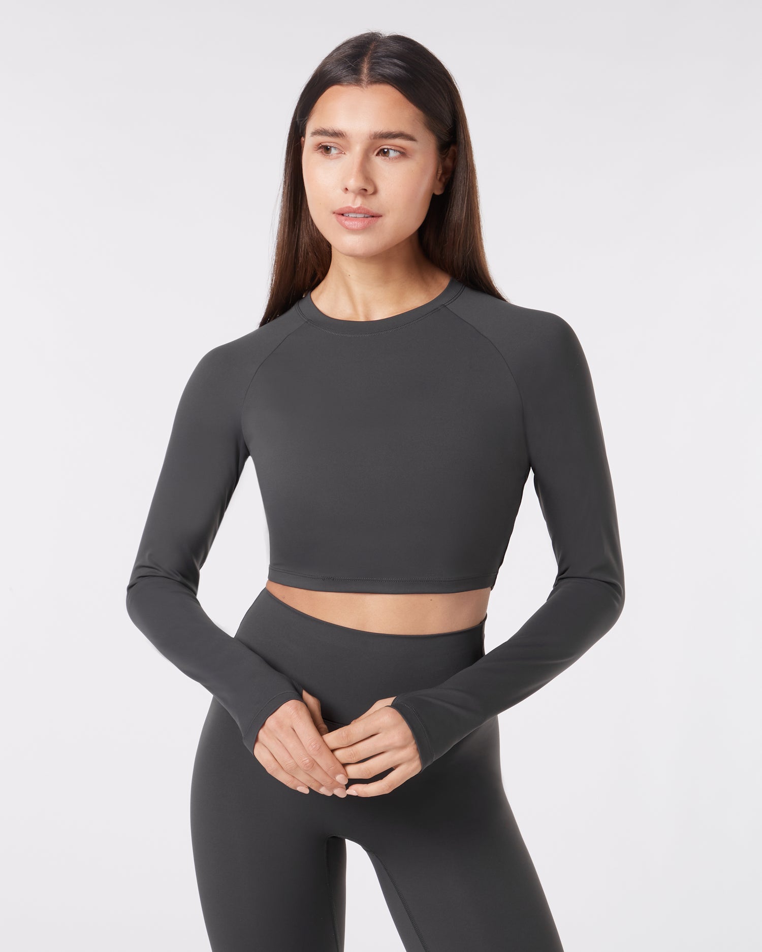 Long Sleeve Crop Top - Anthracite