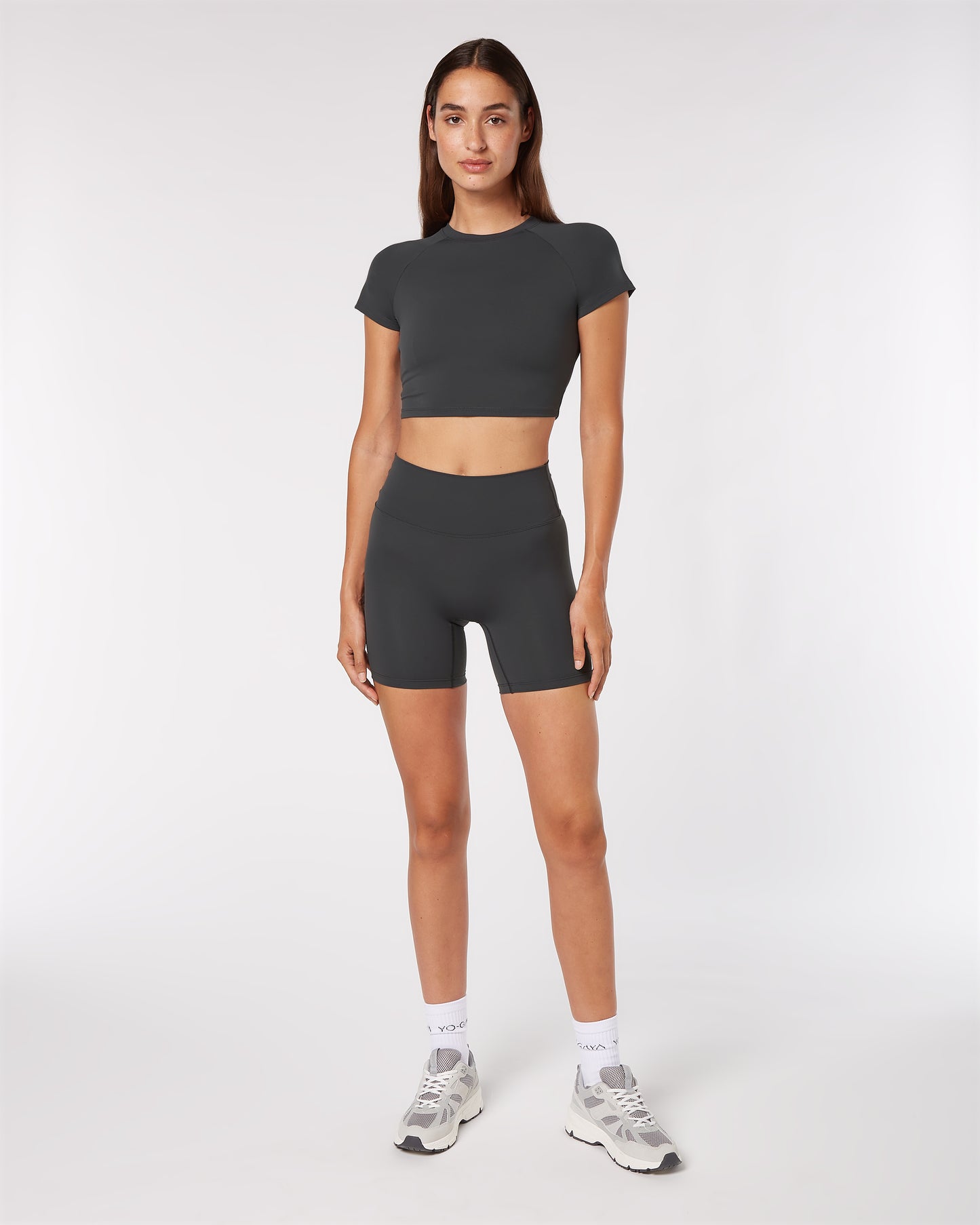 Short Sleeve Crop Top - Anthracite