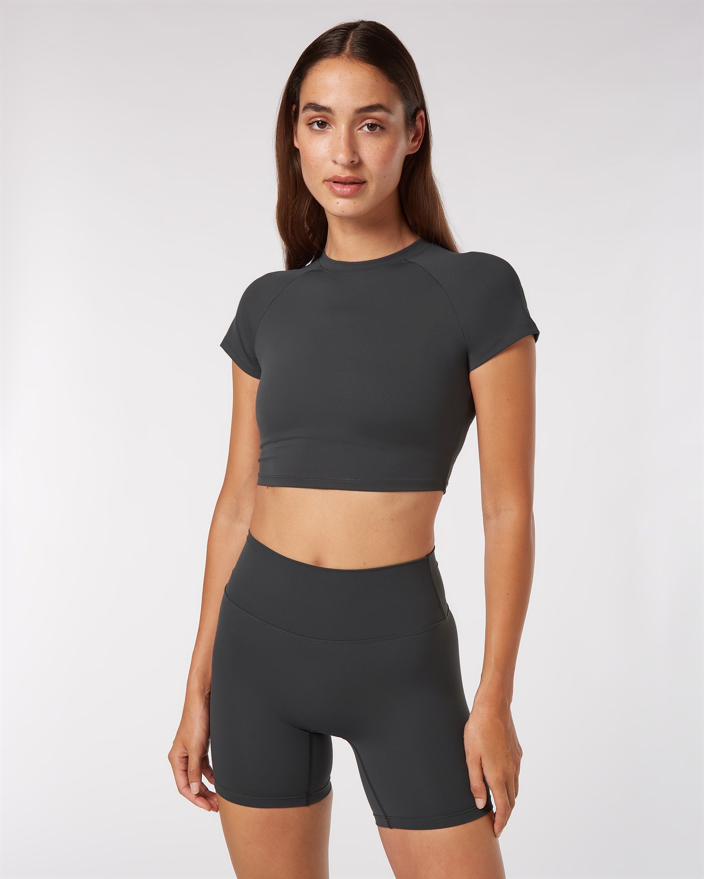 Short Sleeve Crop Top - Anthracite