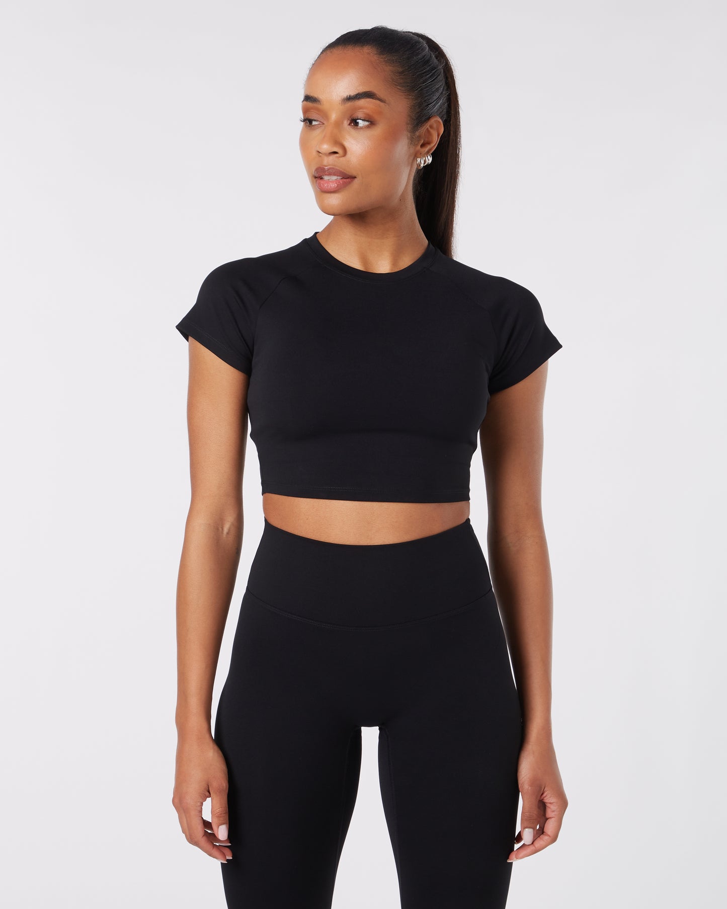 Short Sleeve Crop Top - Black